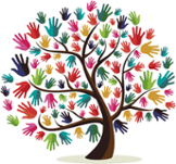 Das Logo des SPDI zeigt einen Baum mit vielen bunten Händen als Blätter.