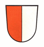 Wappen der Stadt Buchloe; Gespalten von Rot und Silber.